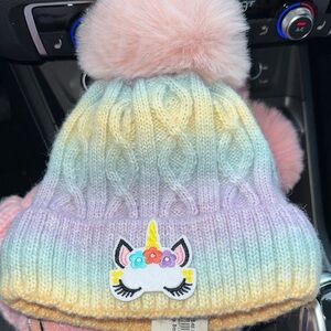Unicorn Pastel Knit Beanie for Kids